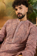 Brown Viscose Rayon Shibori Embroidered Straight Kurta MKU1484