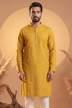 Yellow Silk Blend Solid Solid Kurta With Trousers MKSET2222