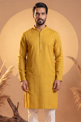 Yellow Silk Blend Solid Solid Kurta With Trousers MKSET2222