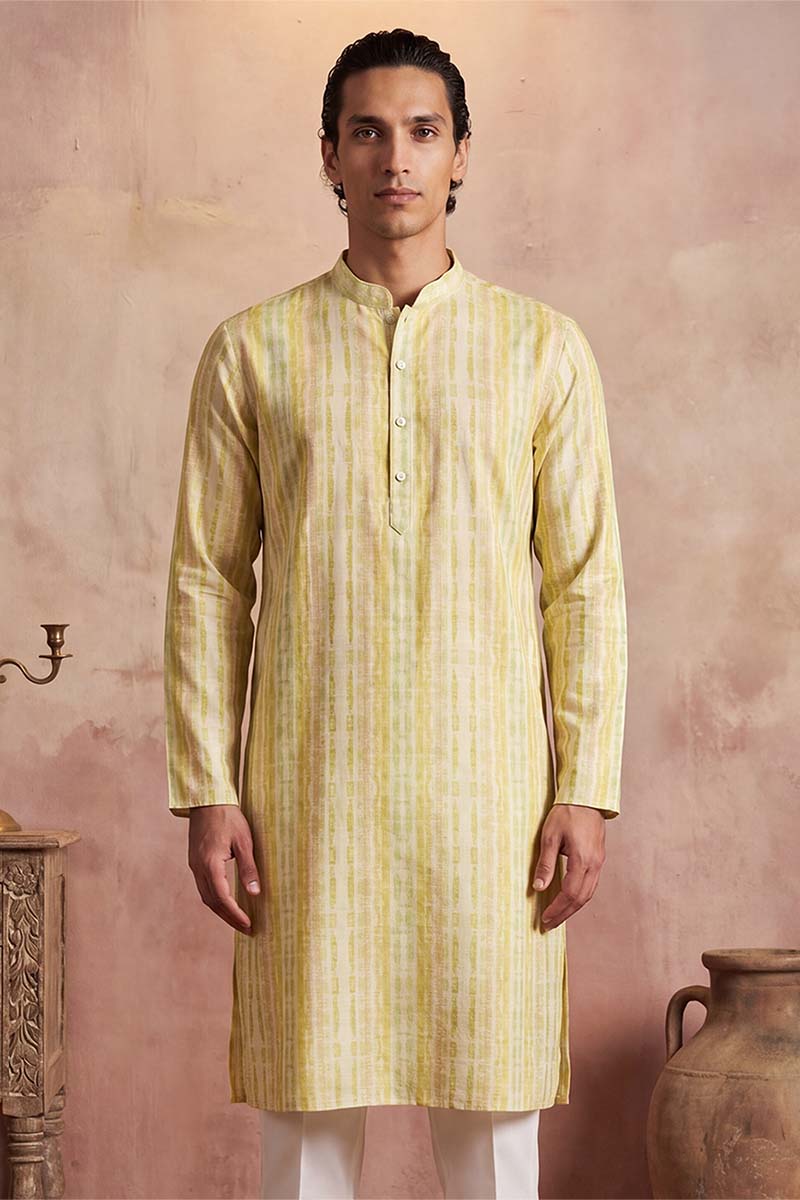 Multi Silk Blend Abstract Printed Kurta With Trousers MKSET2255