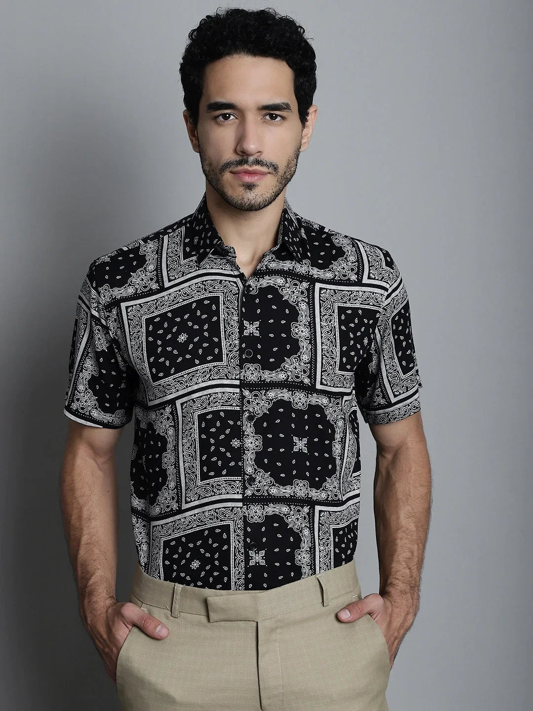 Black Rayon Solid Shirts for Men | DesiQlo India