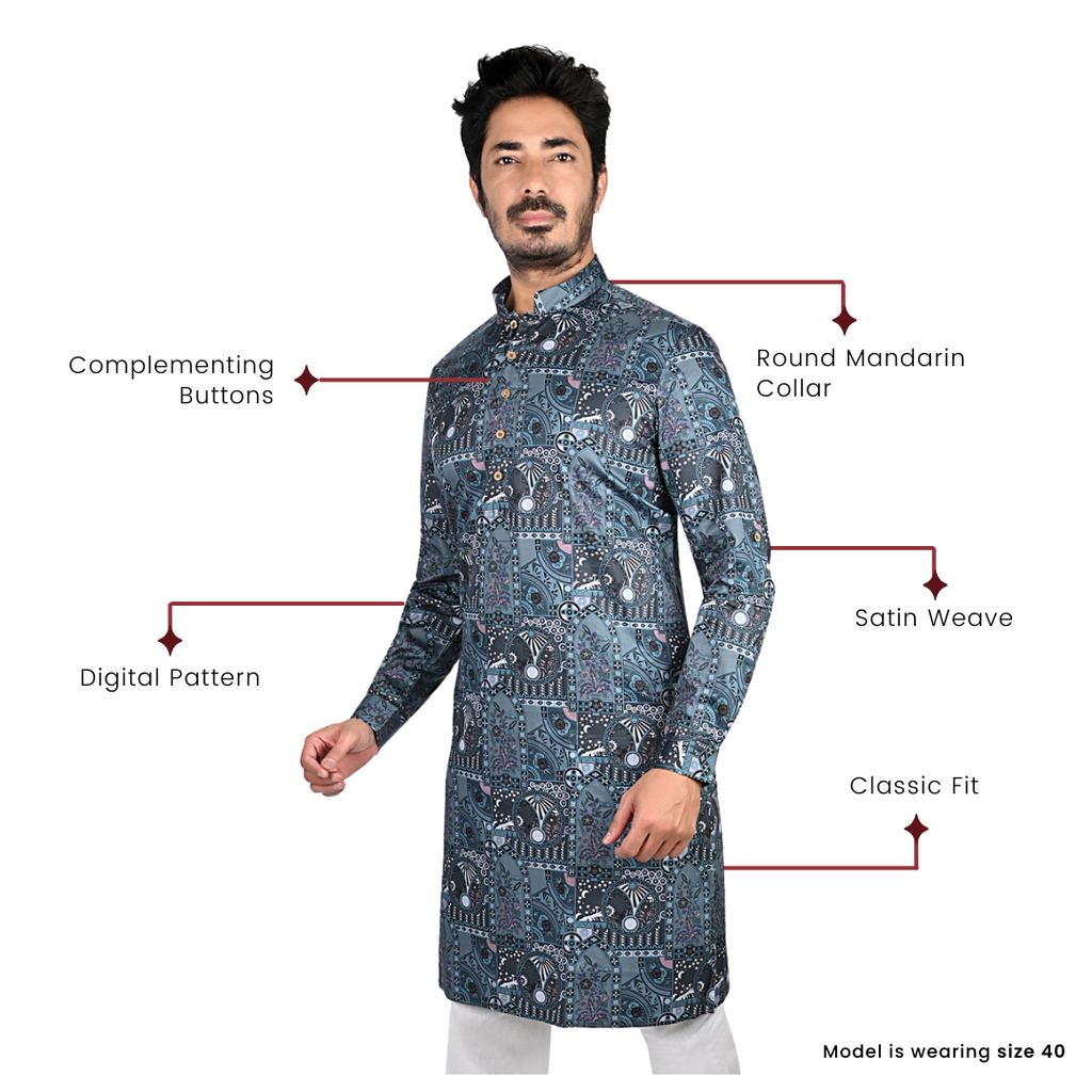 Cotton Kurta for Men - Blue | KUPR12397B