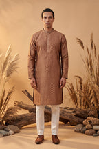 Brown Jacquard Woven Design Straight Kurta MKU2343