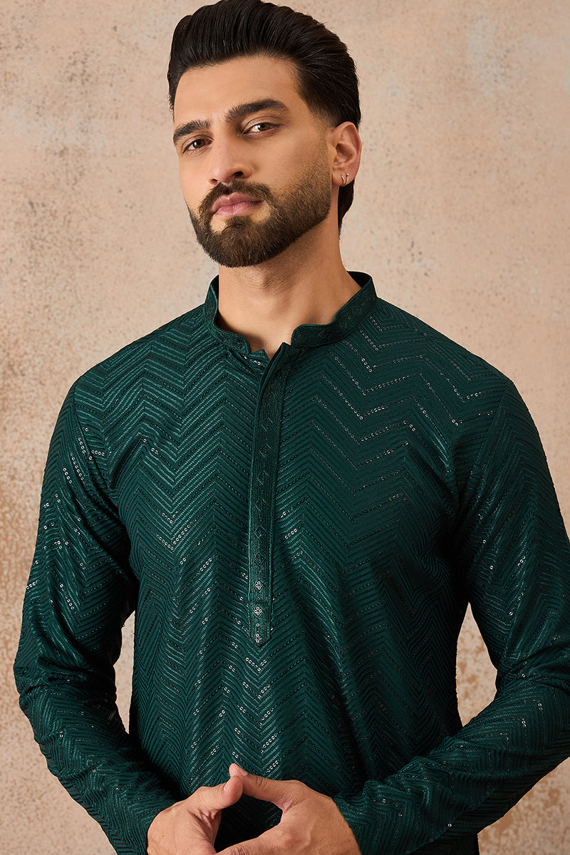 Green Rayon Embroidered Solid Straight Kurta MKU2186