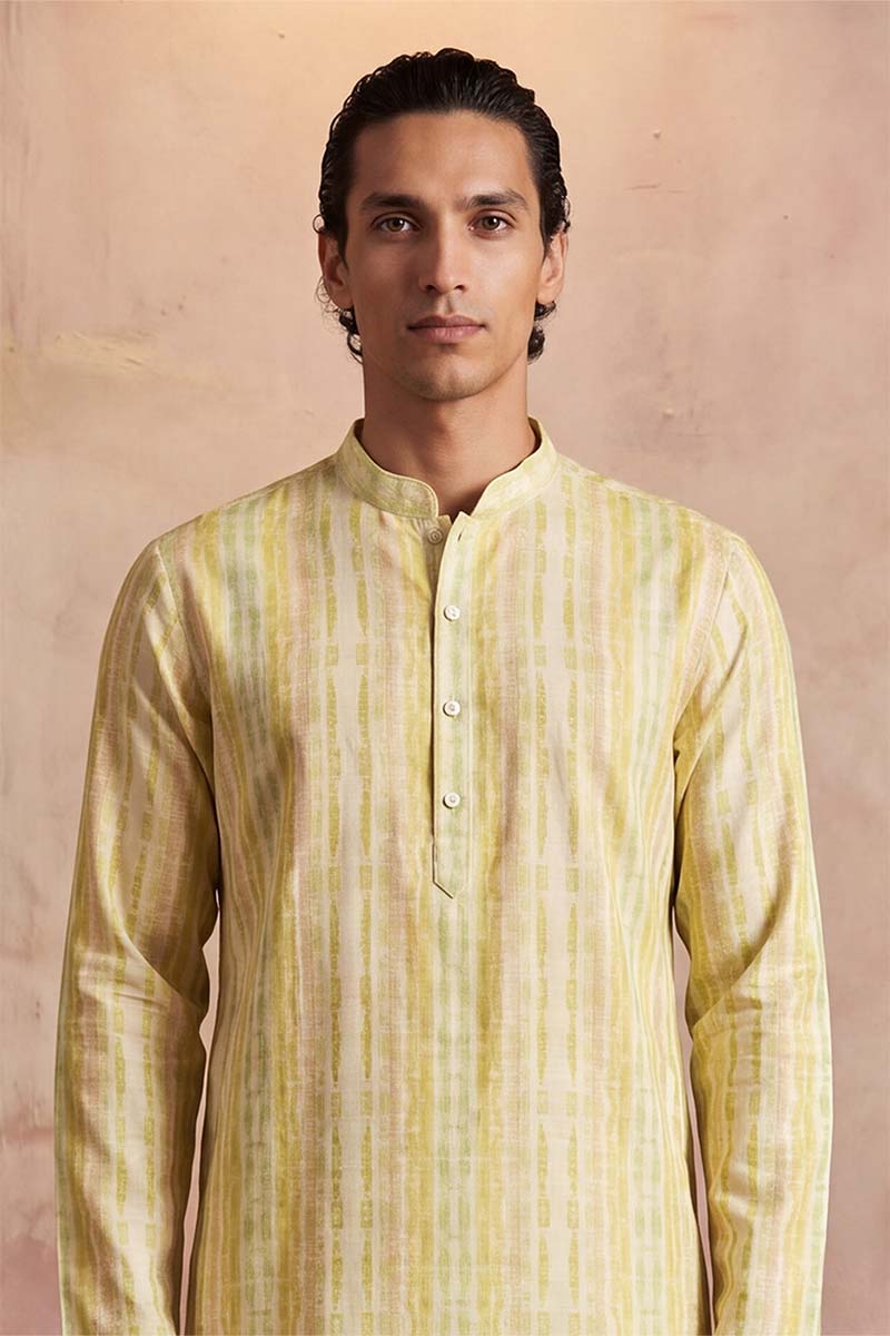 Multi Silk Blend Abstract Printed Kurta With Trousers MKSET2255
