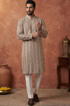 Brown Rayon Blend Embroidered Solid Kurta MKU2178