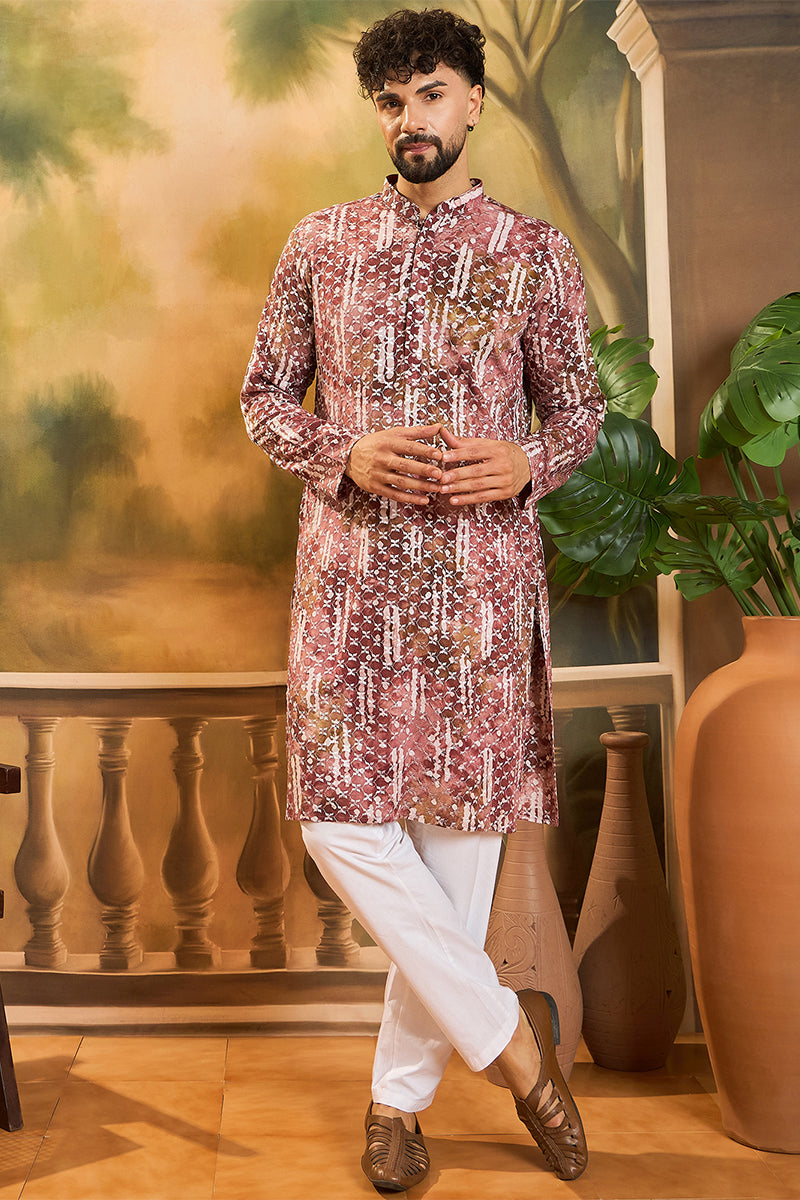 Brown Viscose Rayon Embroidered Straight Kurta MKU1476