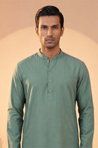 Green Silk Blend Solid Solid Kurta MKU2221