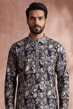 Blue Viscose Rayon Floral Printed Kurta With Trousers MKSET1982