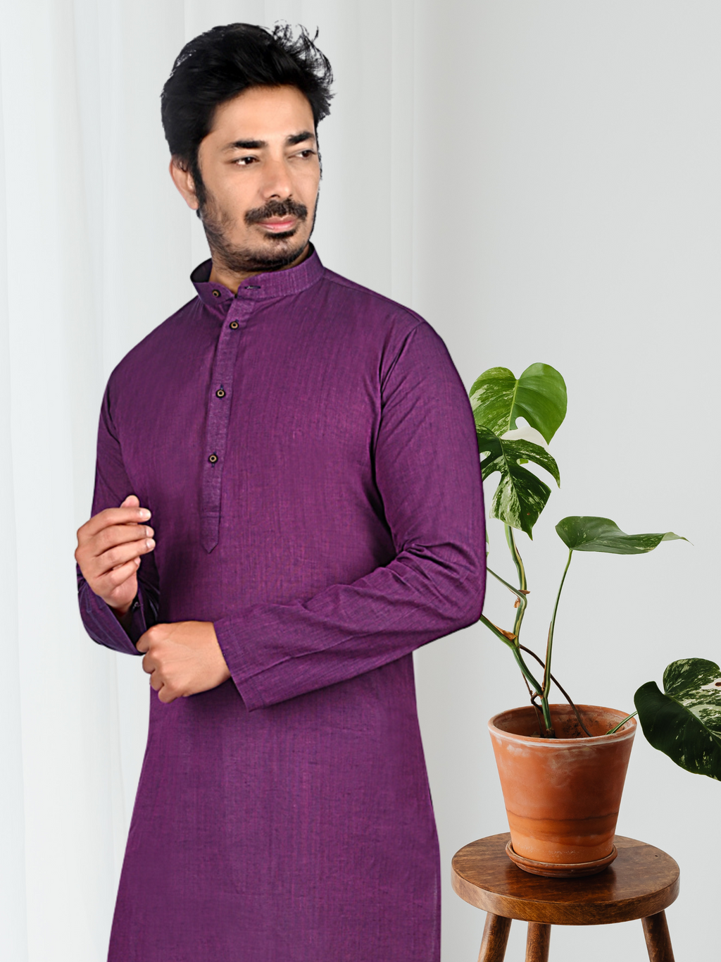 Cotton Kurta for Men - Purple | KUDU570793