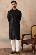 Black Rayon Embroidered Solid Straight Kurta MKU2190