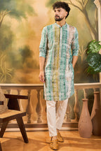 Green Viscose Rayon Batik Printed Straight Kurta MKU1480