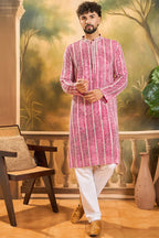 Red Viscose Rayon Shibori Embroidered Straight Kurta MKU1413