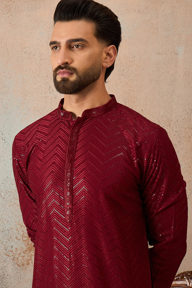 Maroon Rayon Embroidered Solid Straight Kurta MKU2188