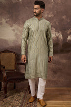 Green Viscose Rayon Solid Embroidered Straight Kurta MKU1356
