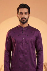 Violet Silk Blend Solid Embroidered Kurta MKU2104