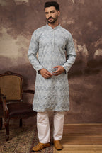 Blue Viscose Rayon Solid Embroidered Straight Kurta MKU1388