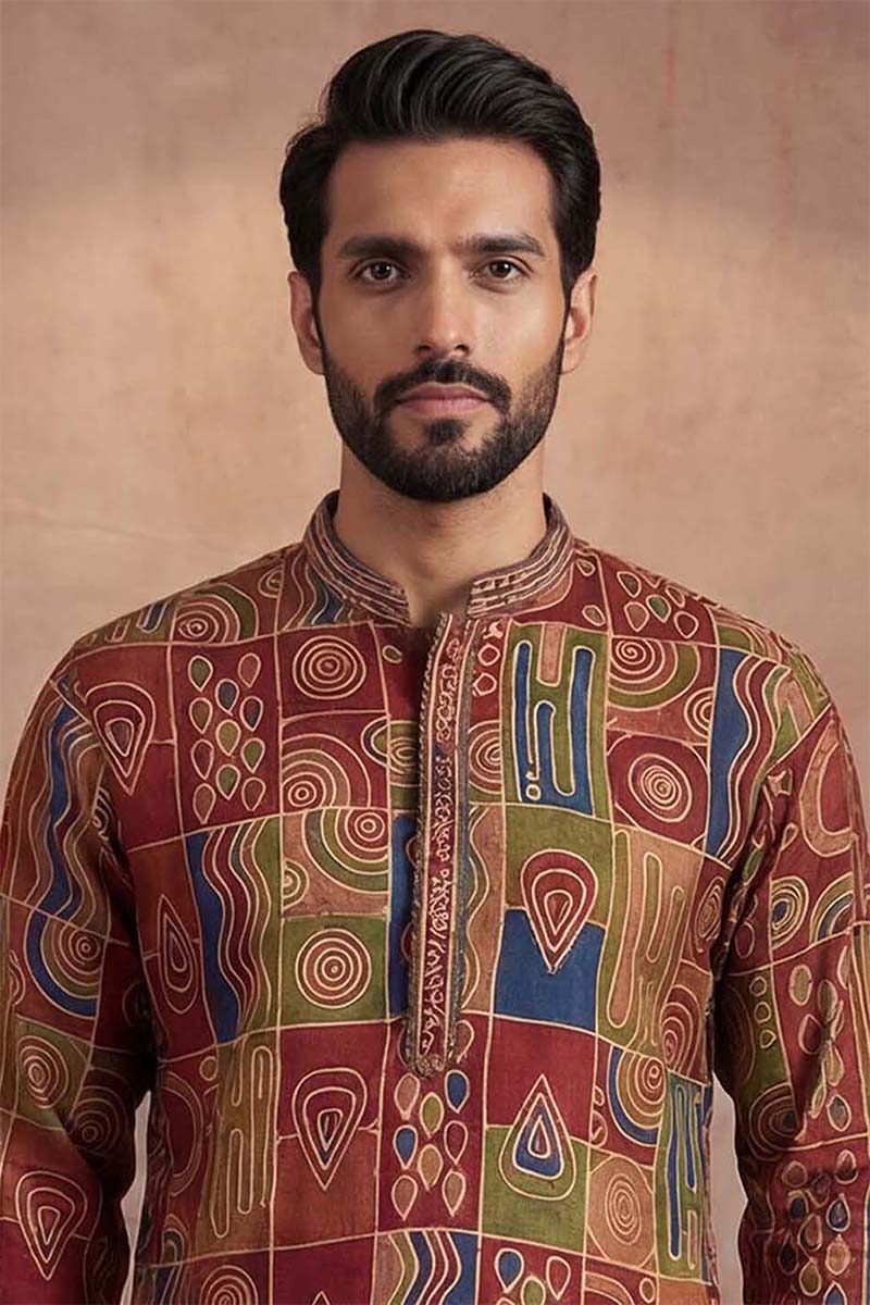 Viscose Rayon Multi Abstract Printed Calf Length Straight Kurta MKU1983