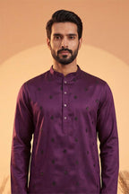 Violet Silk Blend Solid Embroidered Kurta With Trousers MKSET2104