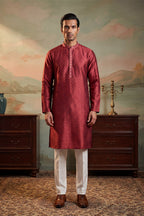 Maroon Jacquard Woven Design Straight Kurta MKU2342