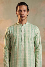 Multi Silk Blend Abstract Printed Kurta With Trousers MKSET2251