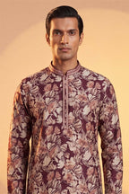 Purple Viscose Rayon Floral Printed Kurta With Trousers MKSET1981