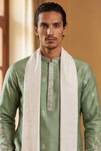 Green Silk Blend Solid Embroidered Straight Kurta Sets MKUD1783