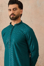 Turquoise Blue Rayon Embroidered Solid Straight Kurta MKU2184