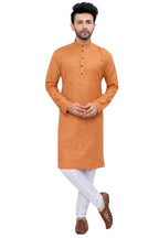 Cotton Kurta Pyjama Set for Men - Gold | KPSGKHBR38