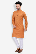 Cotton Kurta Pyjama Set for Men - Gold | KPSGKHBR38
