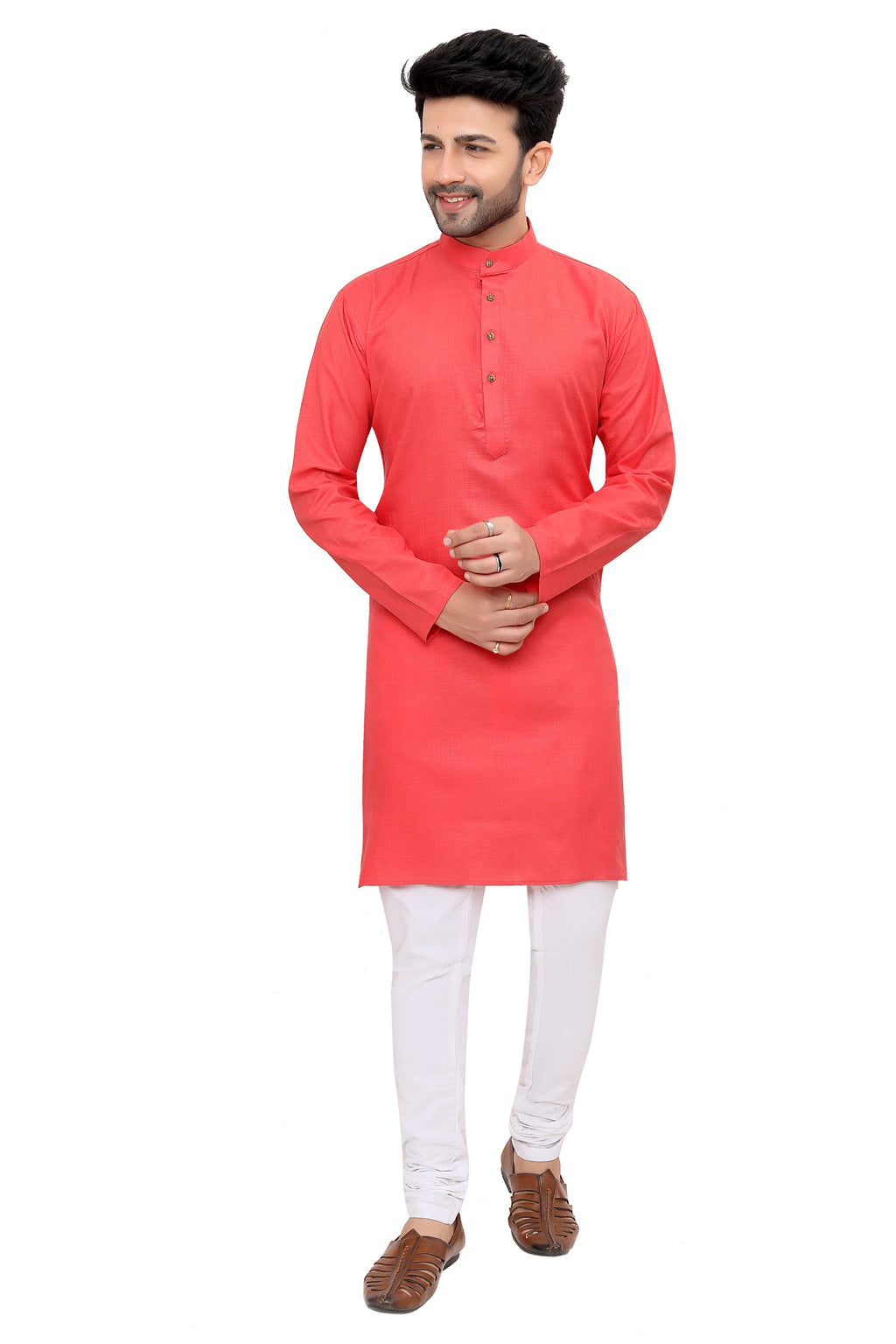 Cotton Kurta Pyjama Set for Men - Pink | KPSGSPIN40