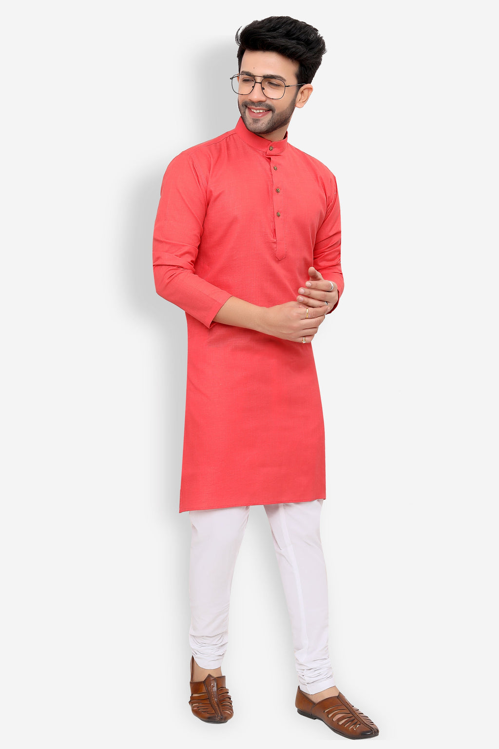 Cotton Kurta Pyjama Set for Men - Pink | KPSGSPIN40