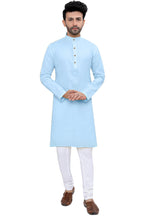 Cotton Kurta Pyjama Set for Men - Blue | KPSGSBLU36
