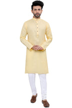 Cotton Kurta Pyjama Set for Men - Yellow | KPSGSYEL36