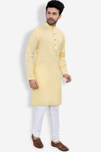 Cotton Kurta Pyjama Set for Men - Yellow | KPSGSYEL36