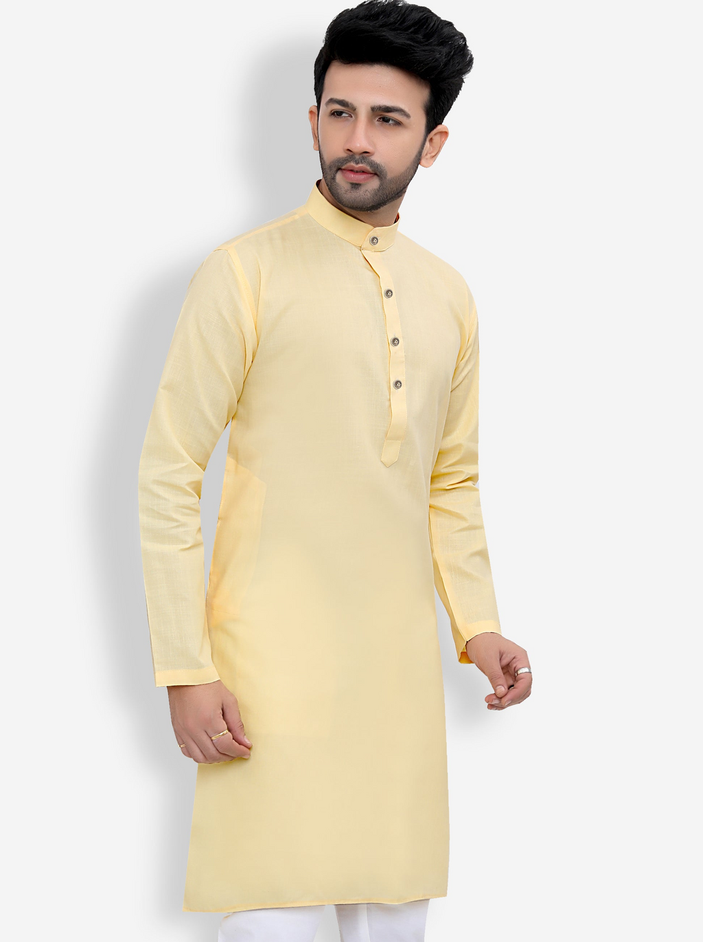 Cotton Kurta Pyjama Set for Men - Yellow | KPSGSYEL36