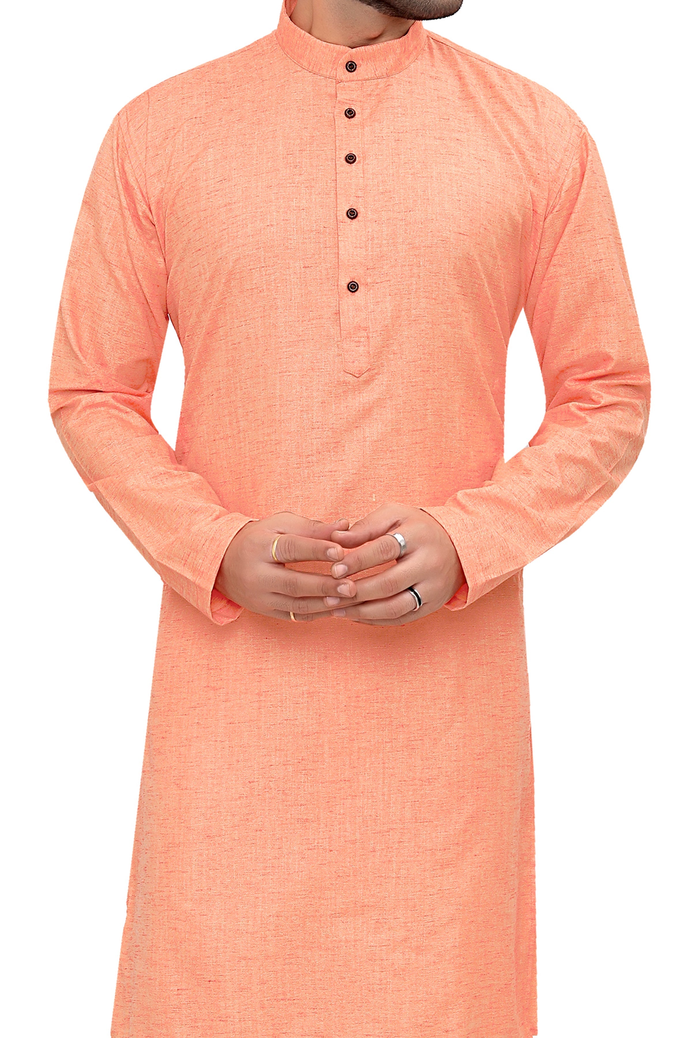 Cotton Kurta Pyjama Set for Men - Orange | KPSGKHOR38