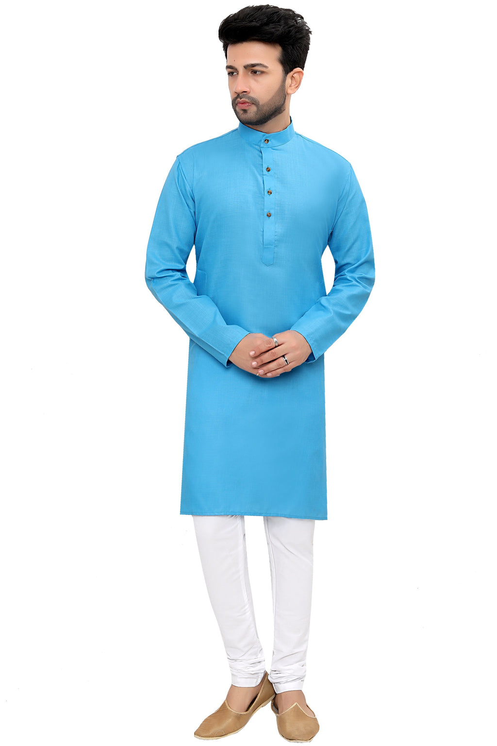 Cotton Kurta Pyjama Set for Men - White | KPSGSFIR38