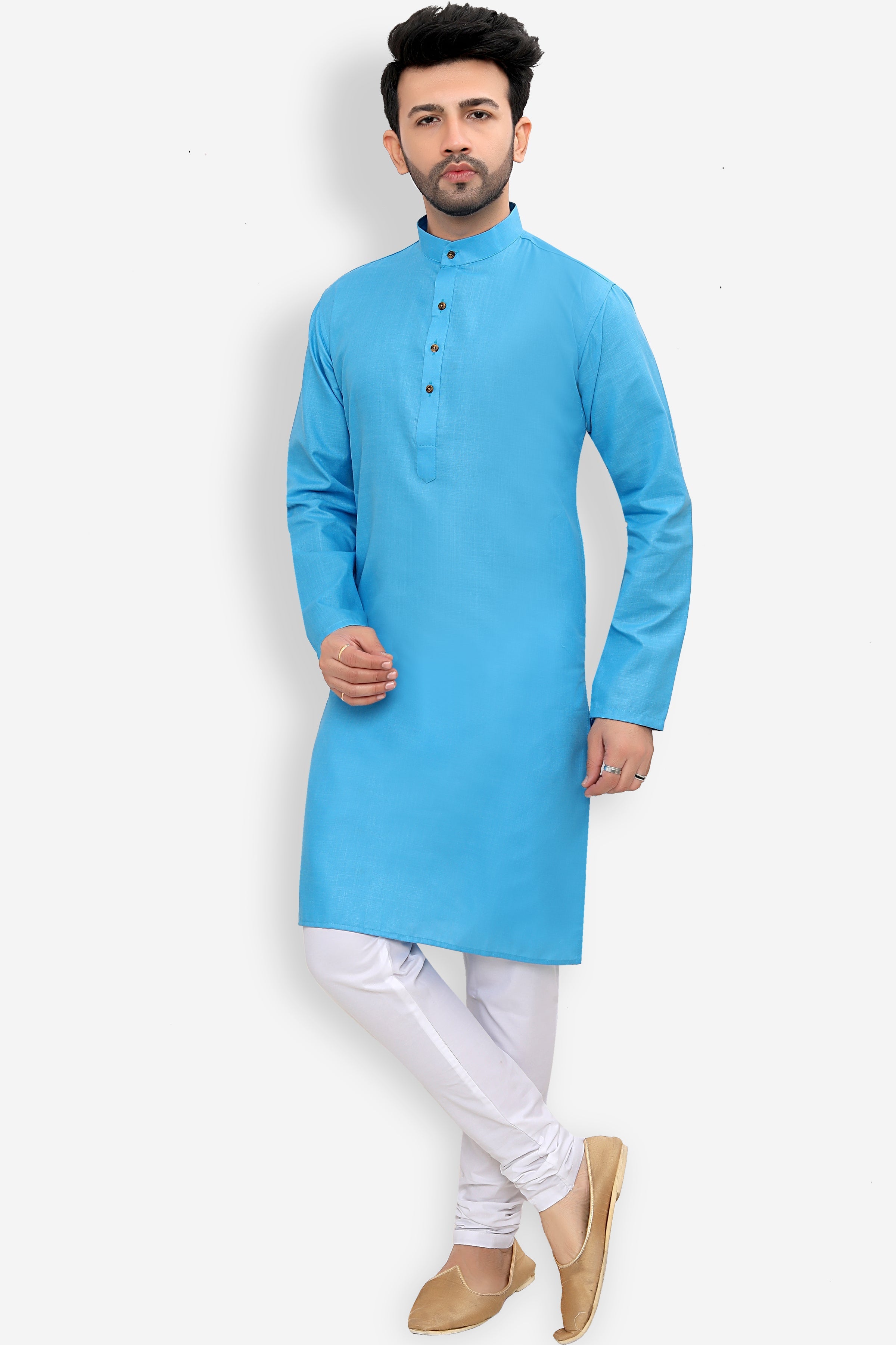 Cotton Kurta Pyjama Set for Men - White | KPSGSFIR38