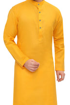 Cotton Kurta Pyjama Set for Men - Yellow | KPSGSMAN36