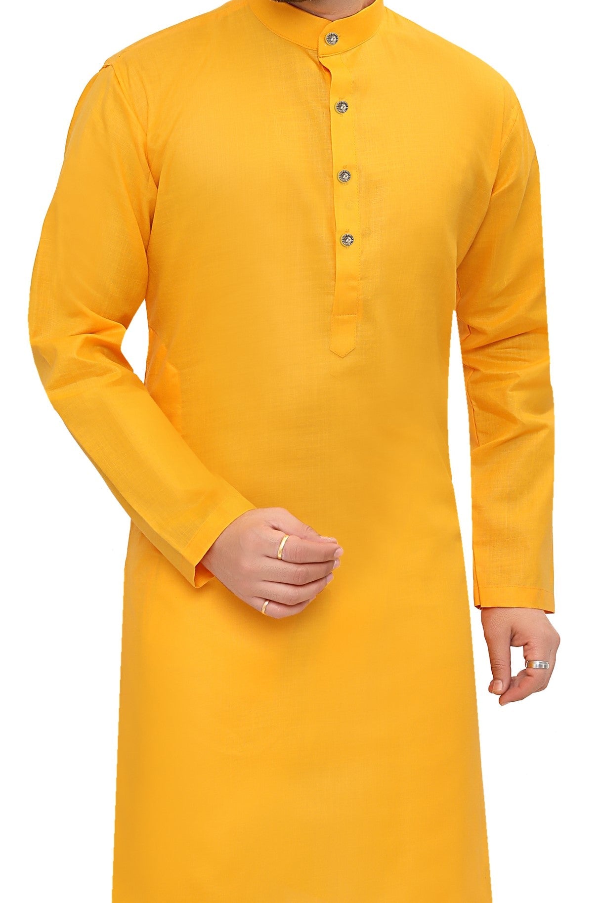 Cotton Kurta Pyjama Set for Men - Yellow | KPSGSMAN36