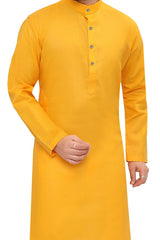 Cotton Kurta Pyjama Set for Men - Yellow | KPSGSMAN36