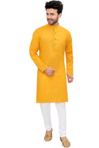 Cotton Kurta Pyjama Set for Men - Yellow | KPSGSMAN36
