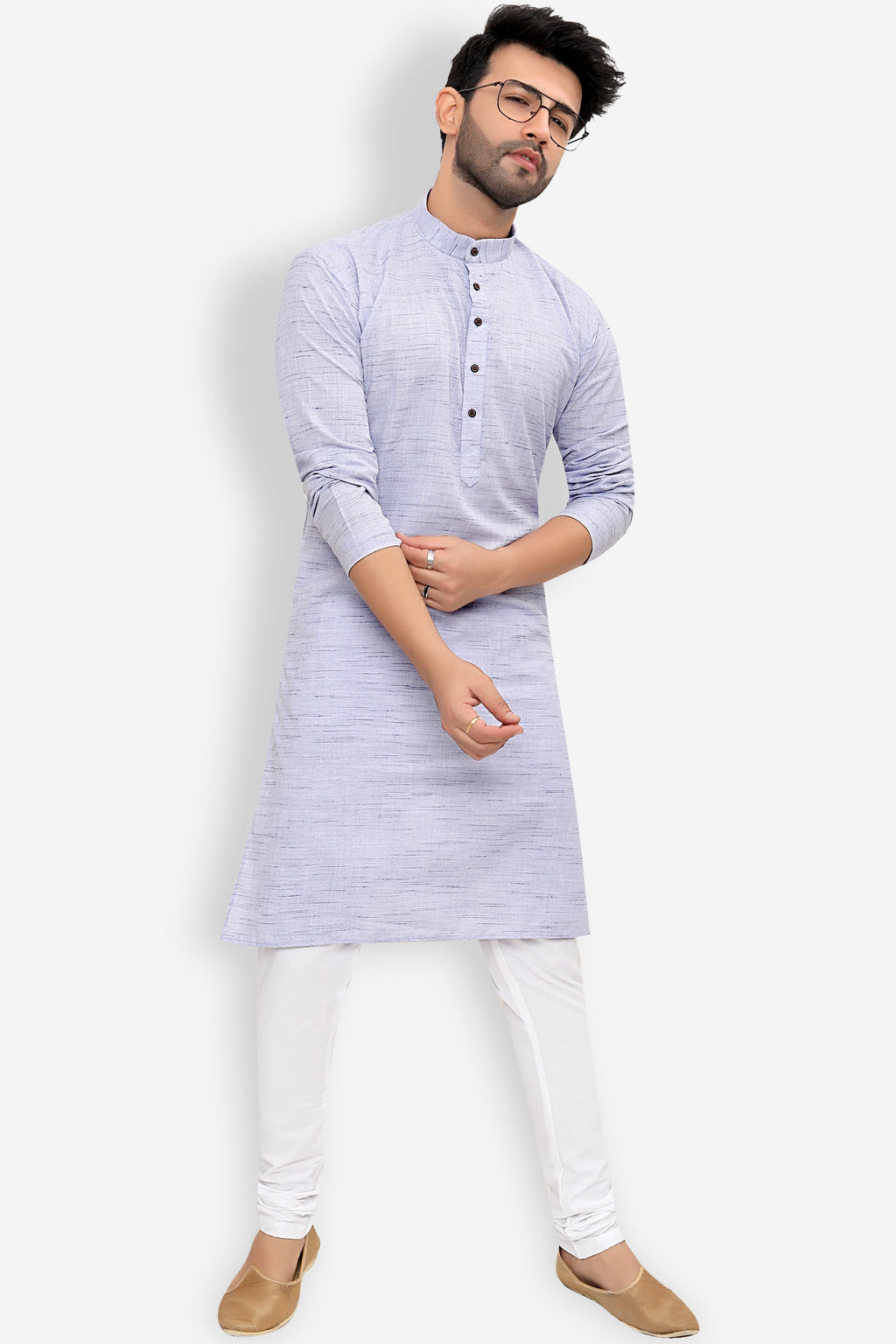 Cotton Kurta Pyjama Set for Men - Blue | KPSGKHGR42