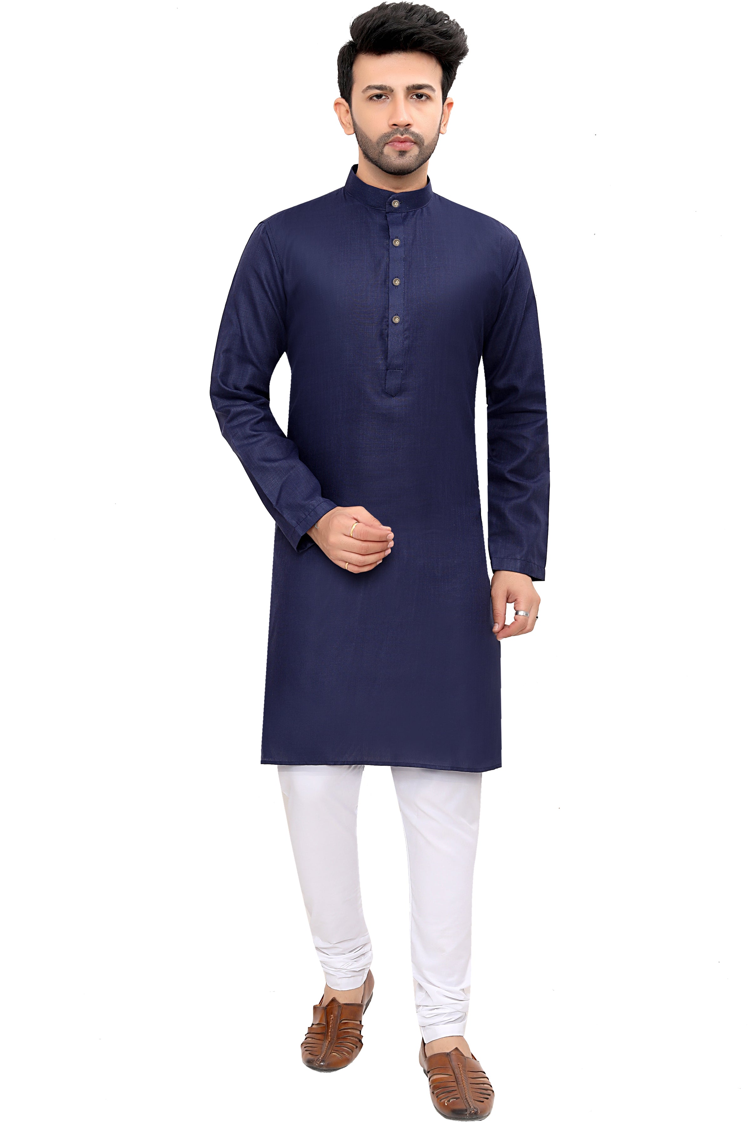 navy Cotton Solid Indian Wear for Men | DesiQlo India