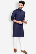 Cotton Kurta Pyjama Set for Men - Navy Blue | KPSGSNAV36