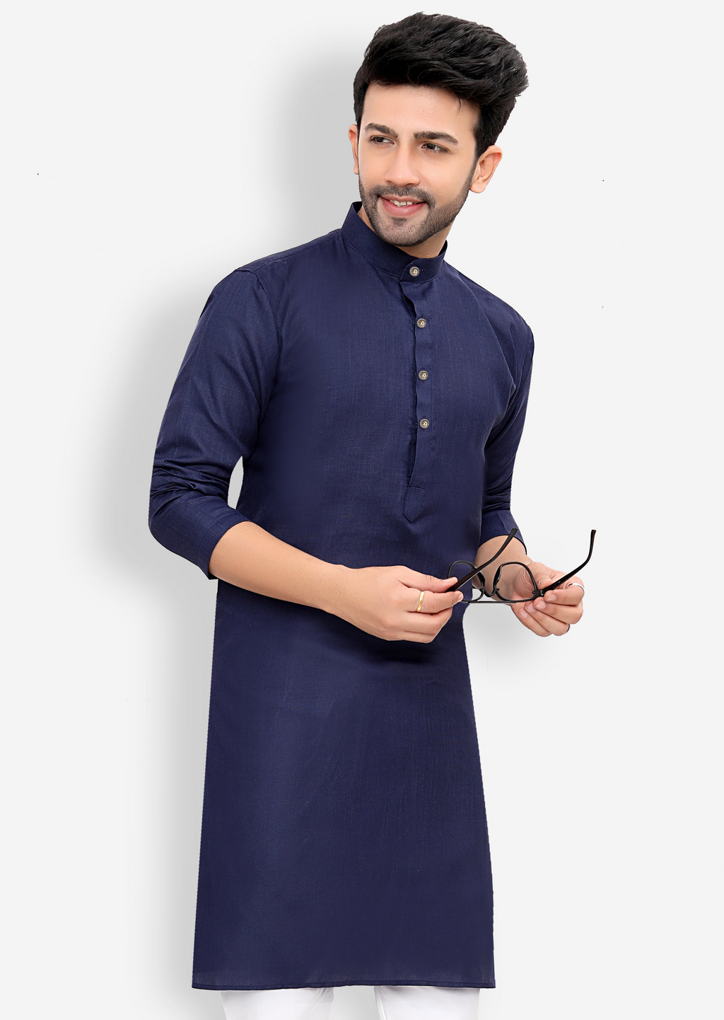 Cotton Kurta Pyjama Set for Men - Navy Blue | KPSGSNAV36