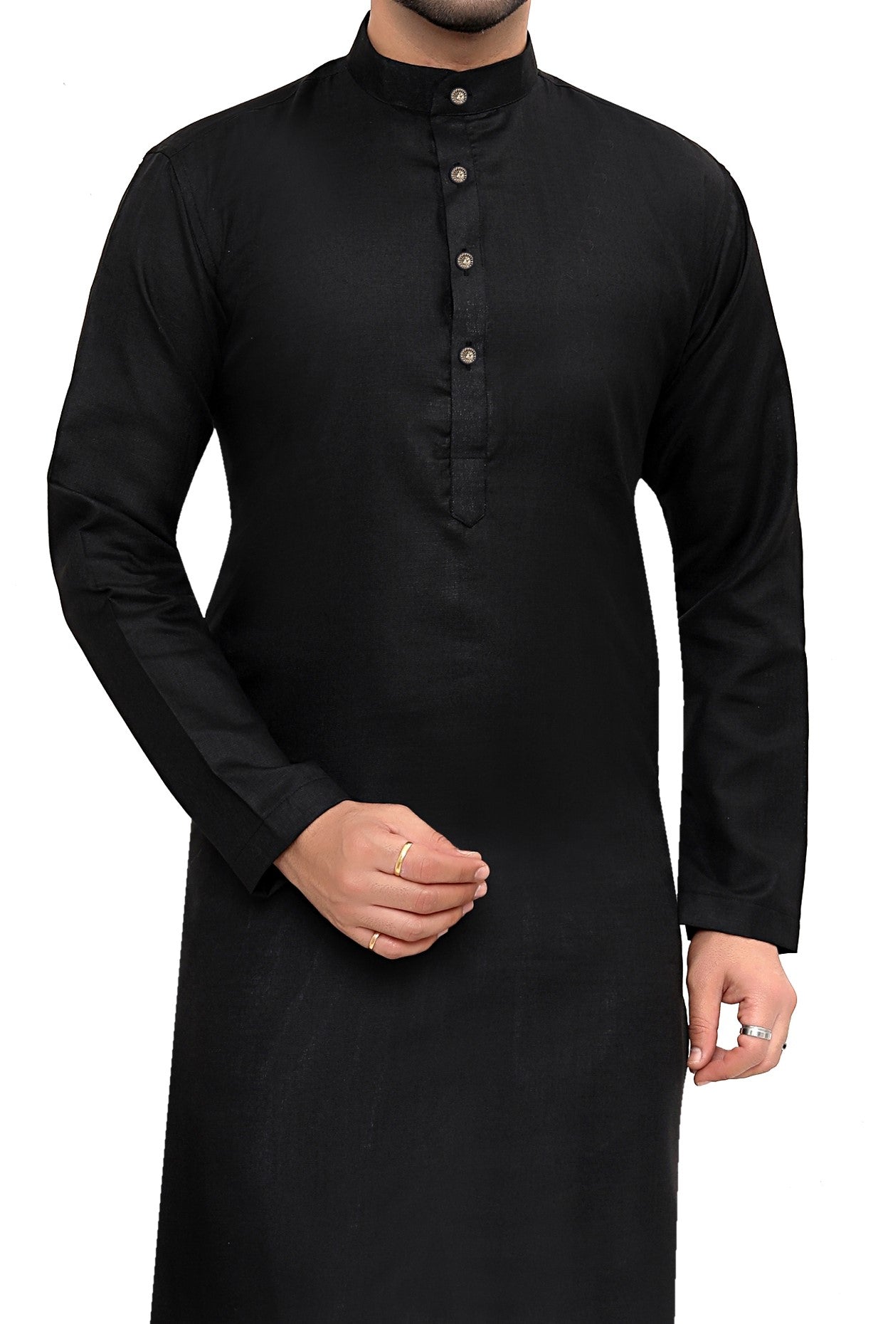 Cotton Kurta Pyjama Set for Men - Black | KPSGSBLK36