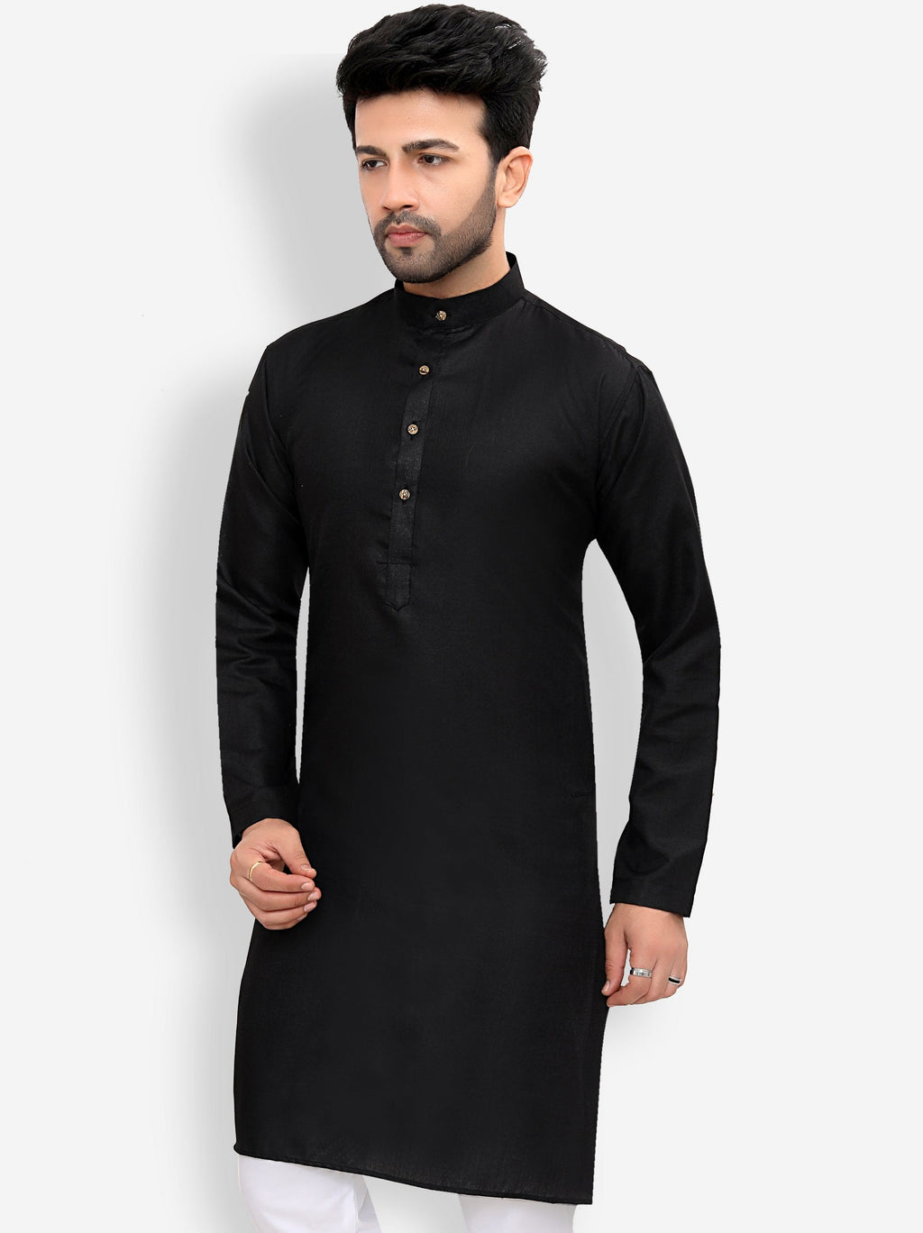 Cotton Kurta Pyjama Set for Men - Black | KPSGSBLK36