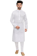 Cotton Kurta Pyjama Set for Men - White | KPRRCHD338